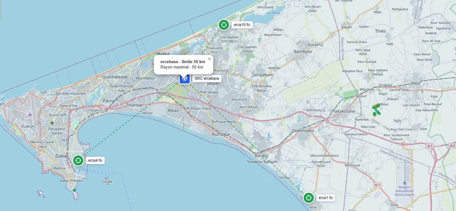 Carte des lignes de base entre rovers et station de référence